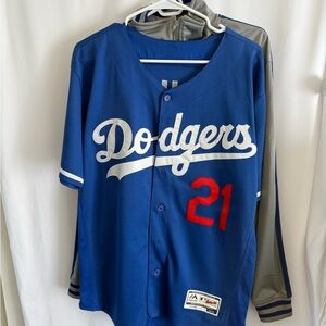 Majestic Blue Dodgers Jersey with Red Accents